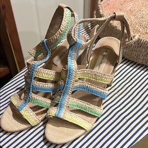 Antonio Melani Blue and Green Strappy Sandals